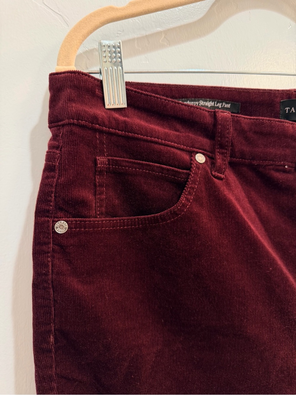Talbots Corduroy Straight Leg Pants High Waisted Burgundy Red Women's Size 12P - Picture 6 of 14